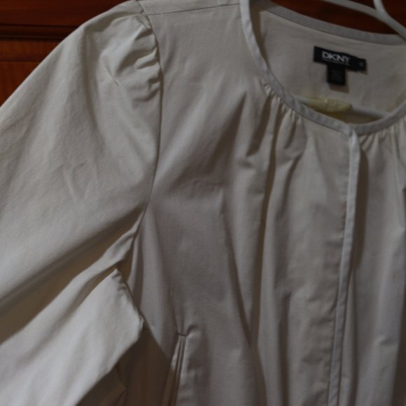 DKNY White Cotton Light Blazer Jacket Tie Front  12 - Picture 4 of 10